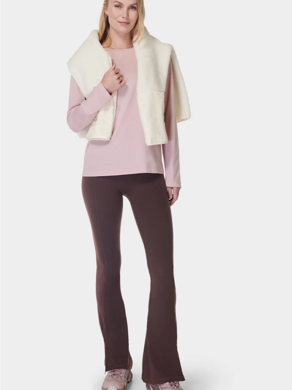 Sweaty Betty - Super Soft High-Rise Flare Trousers- Cacao Brown 30”